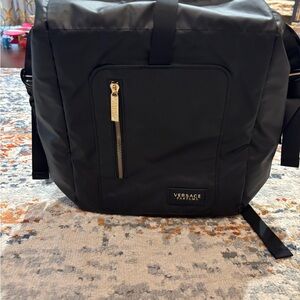 Versace Black Backpack with Gold Accents. New